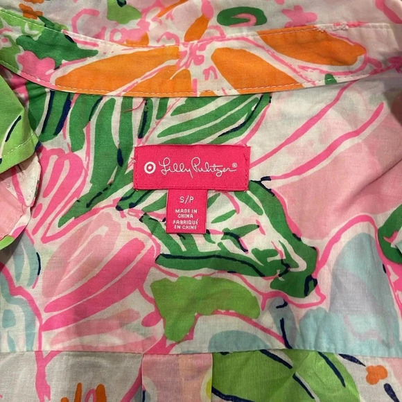Lilly Pulitzer For Target - Nosey Posey Shirt Floral Print Blouse - Size Small - Picture 7 of 8